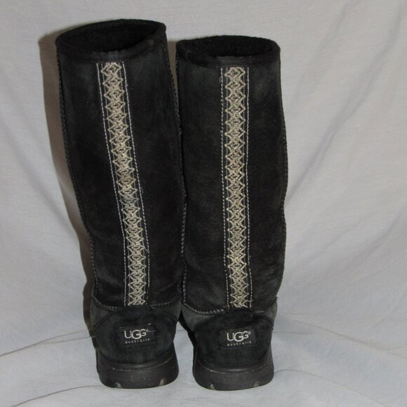 UGG 5340 Ultimate Tall Braid Black Shearling Boots Women's Sz 7 - Picture 1 of 7